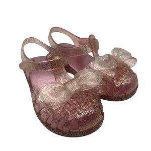Wonder Nation Jelly Sandals Glitter Bow Size 7 Baby Girl Toddler